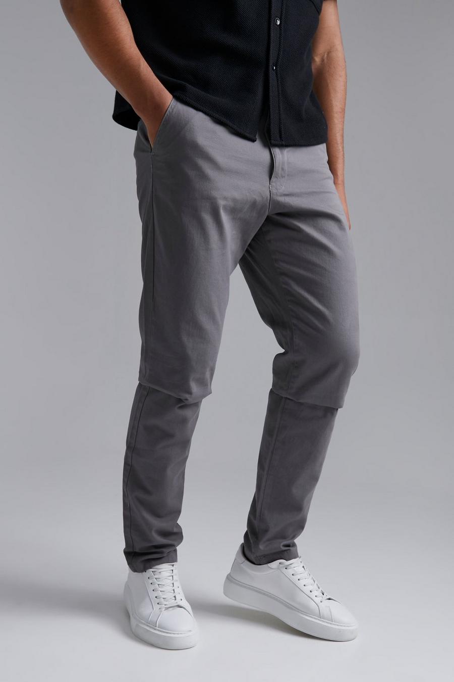 Tall Slim-Fit Chino-Hose, Charcoal gris
