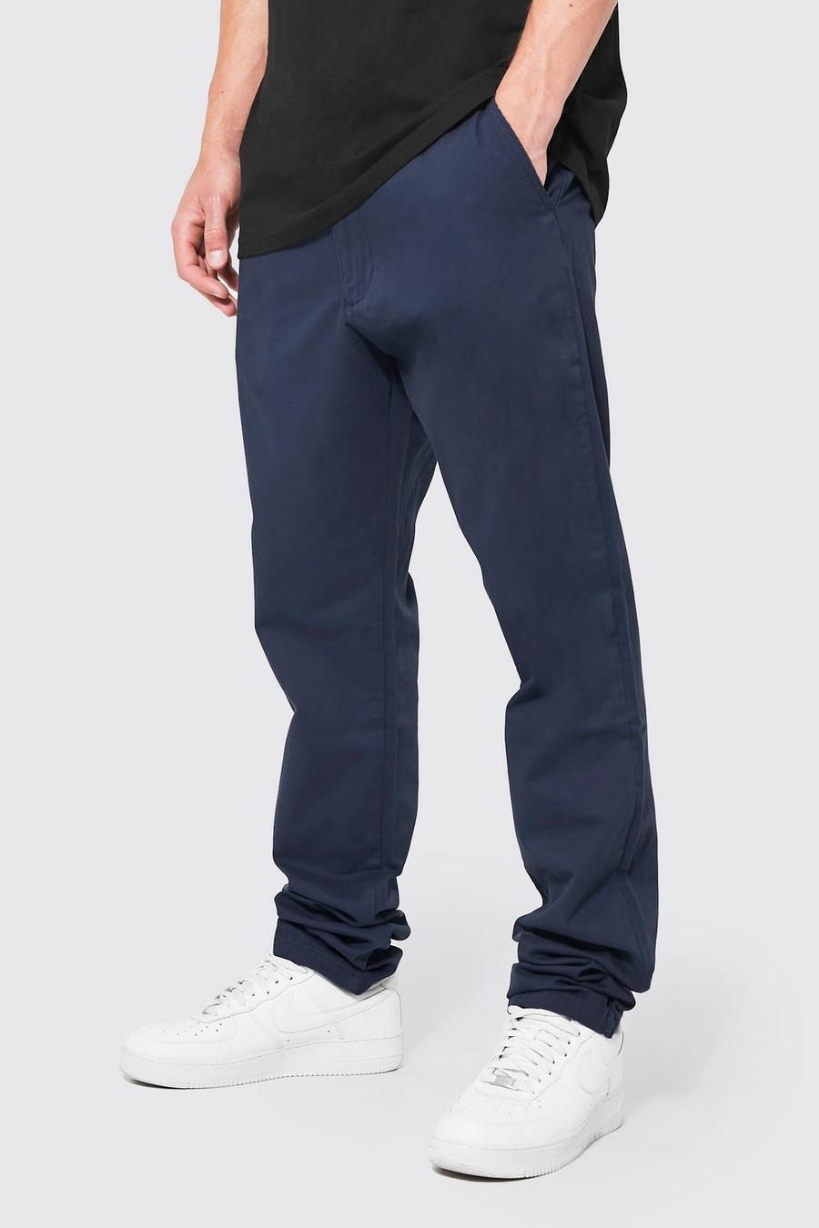 Navy marinblå Tall Slim Fit Chino Trousers image number 1