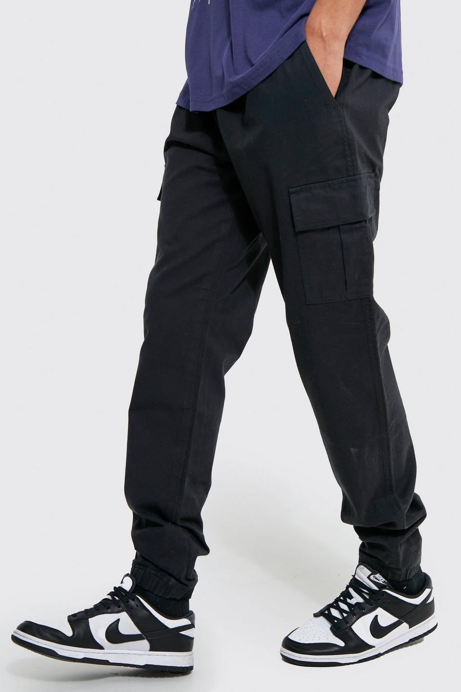 Black Tall Slim Fit Cargo acne Trousers image number 1