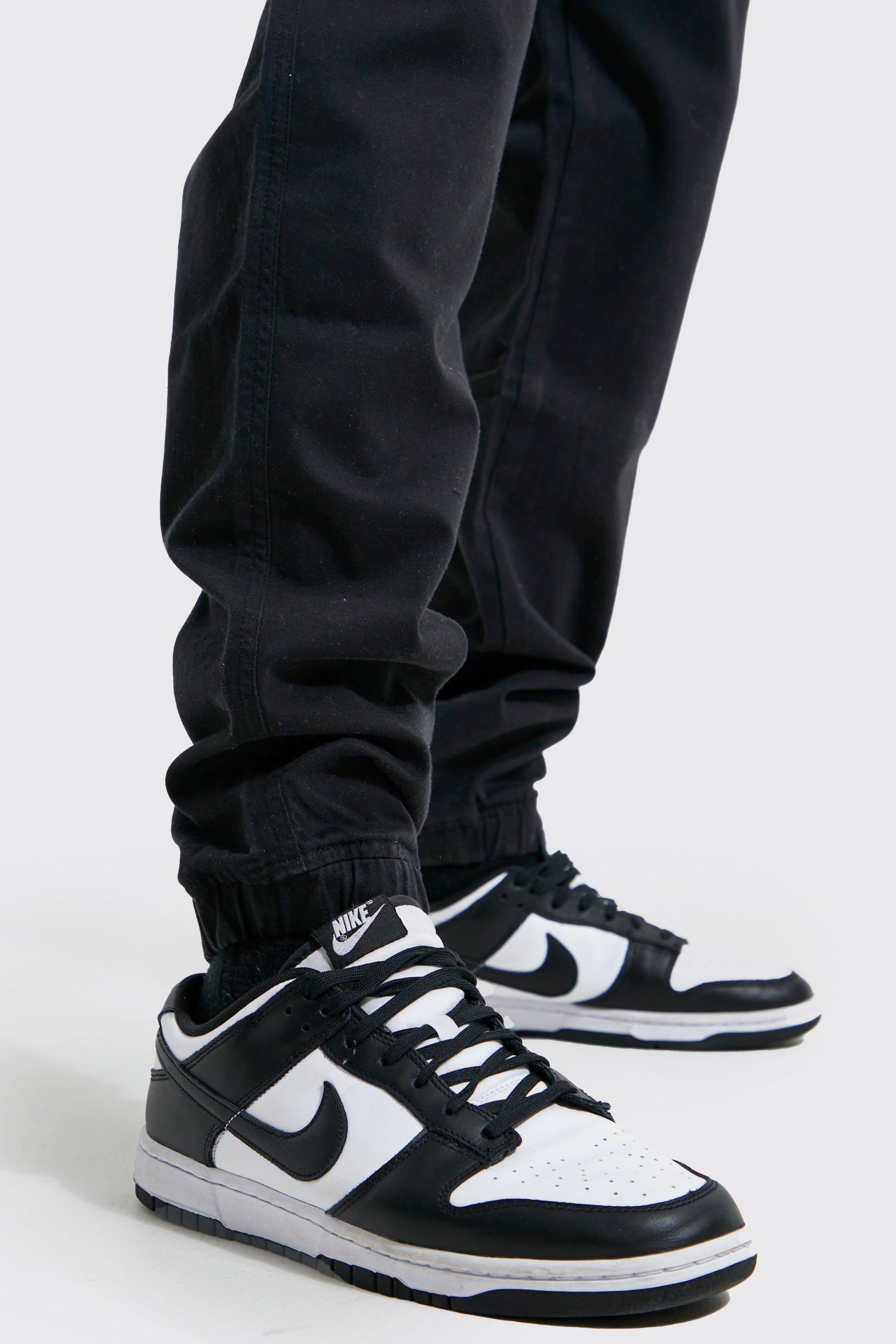 Mens slim fit on sale black cargo trousers