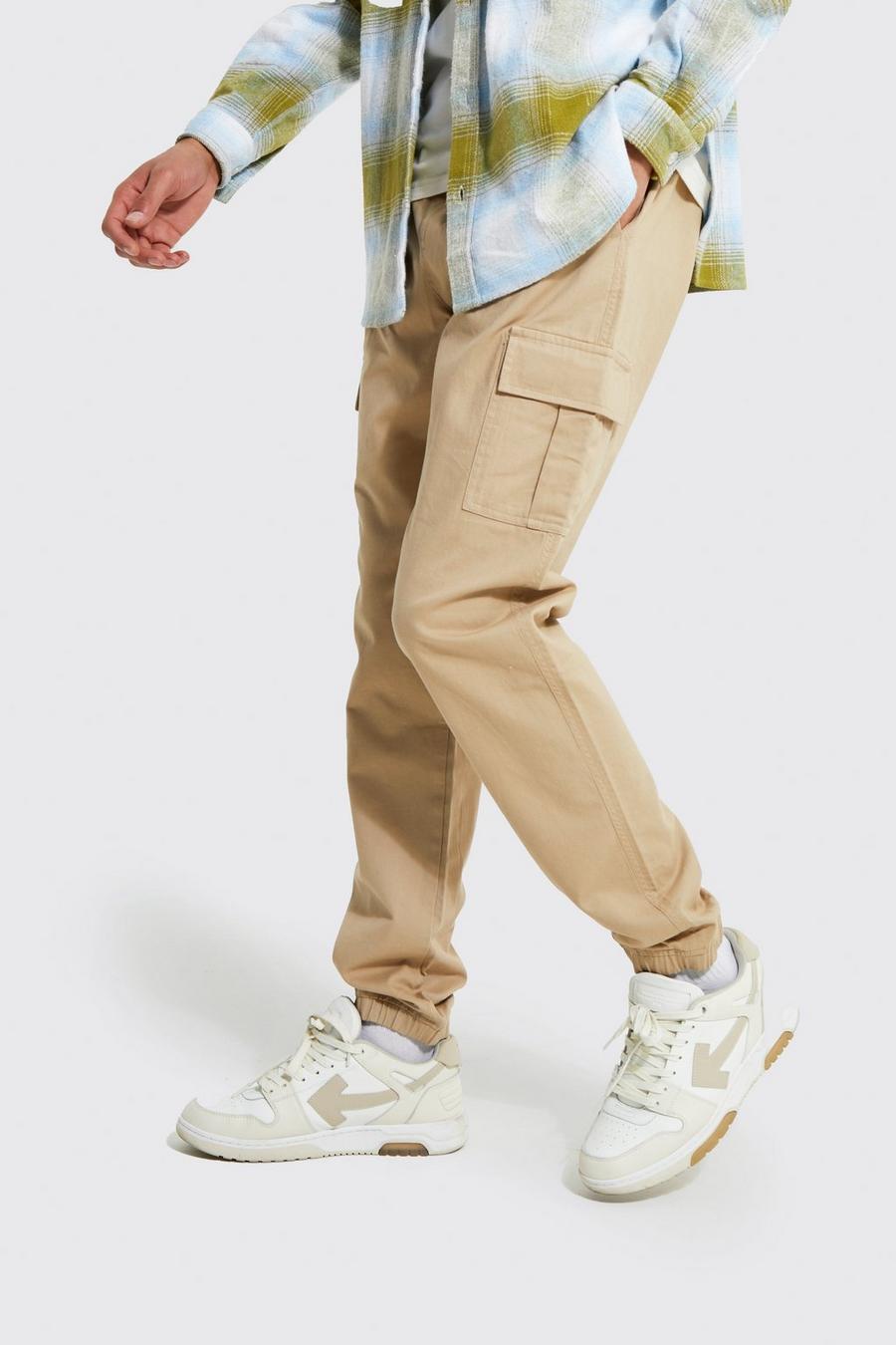 Stone beige Tall Slim Fit Cargo Trousers image number 1