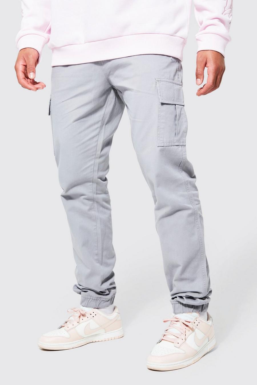 Grey Tall Slim Fit Cargo Trousers image number 1