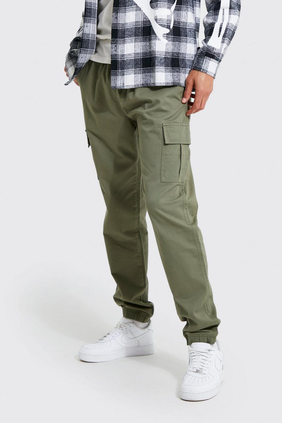 Khaki Tall Slim Fit Cargo Trousers image number 1