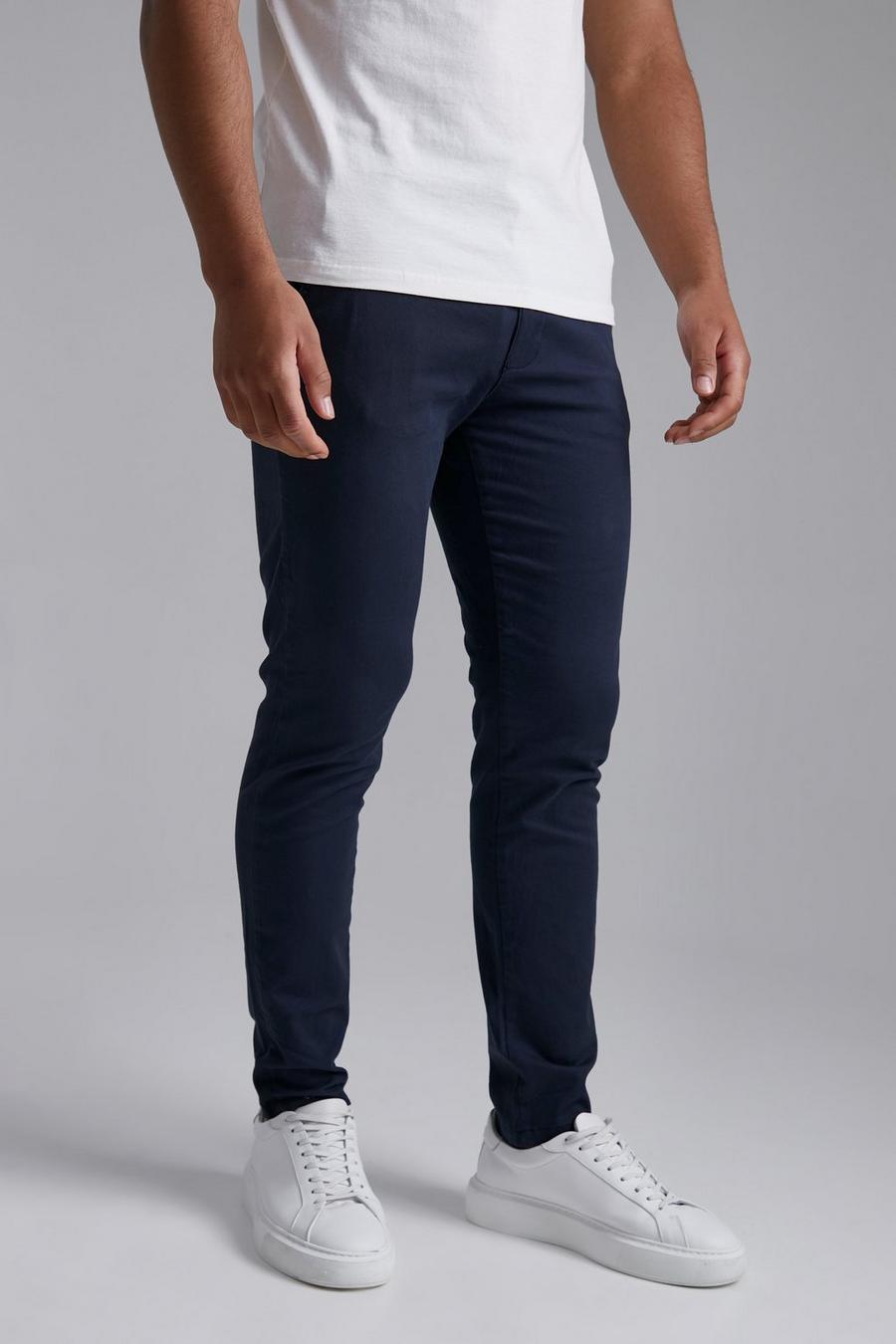 Navy Tall Skinny Fit Chino Broek image number 1