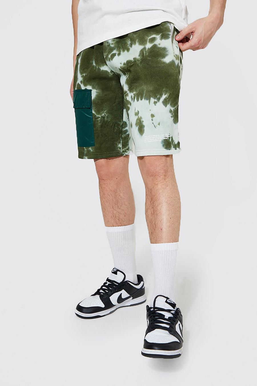 Oversize Batik Cargo Jersey-Shorts, Forest vert