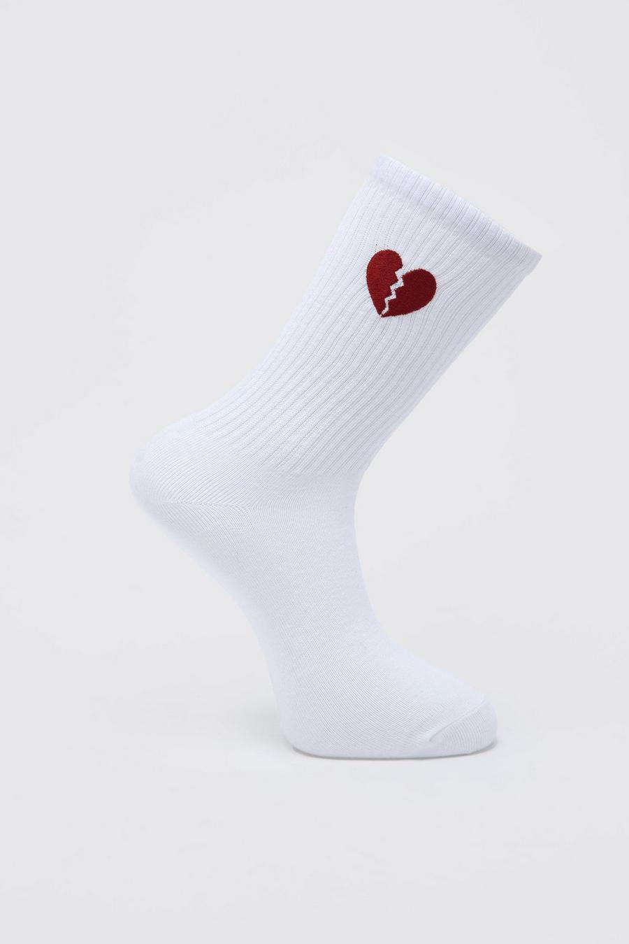 White Broken Heart Sport Sock image number 1