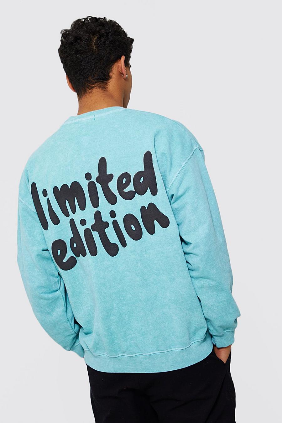 Oversize Limited Edition Sweatshirt mit Acid-Waschung, Aqua blue