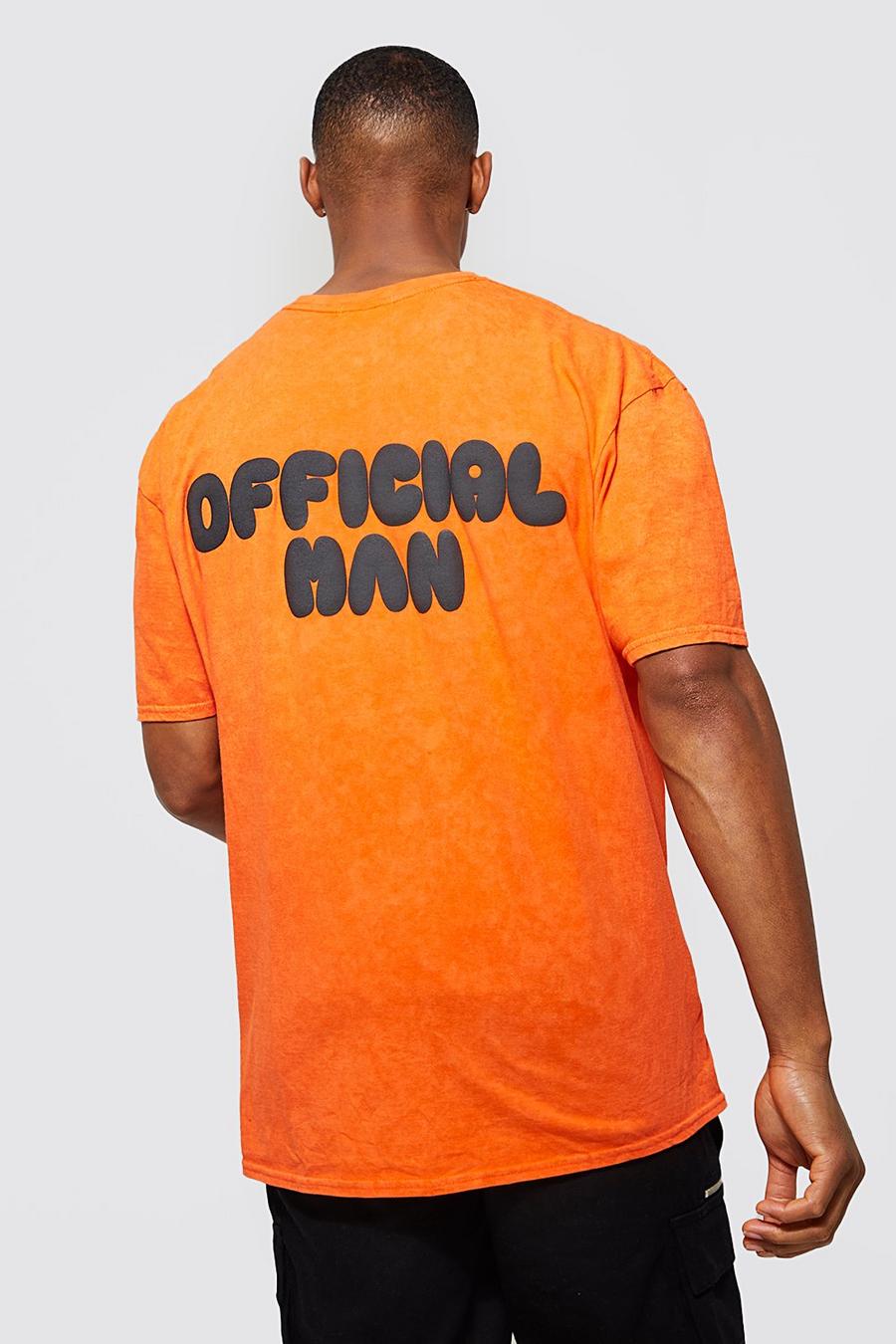 Orange Oversized Official Man Acid Wash T-shirt image number 1