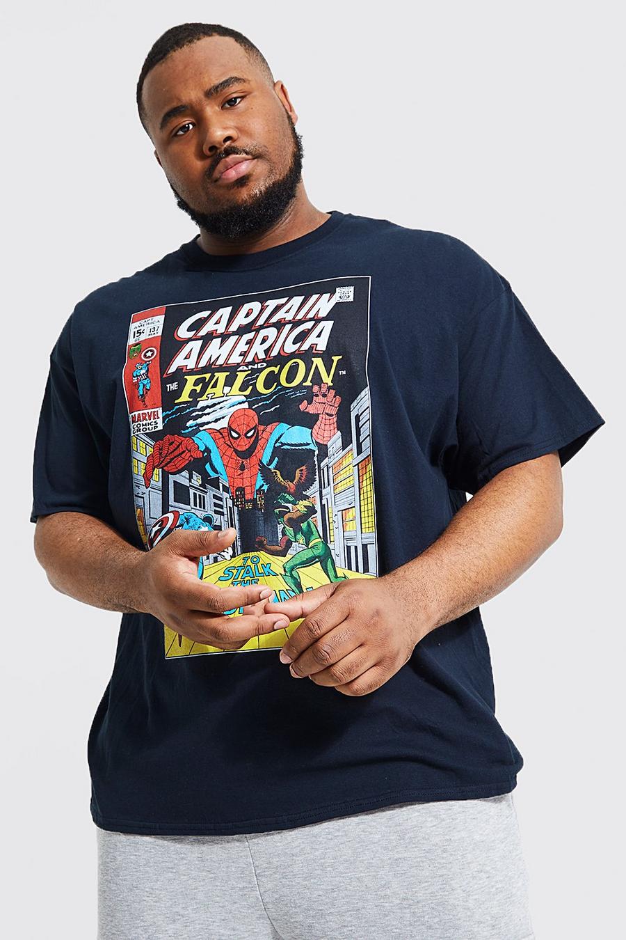 Black Plus Captain America Comic License T-shirt image number 1