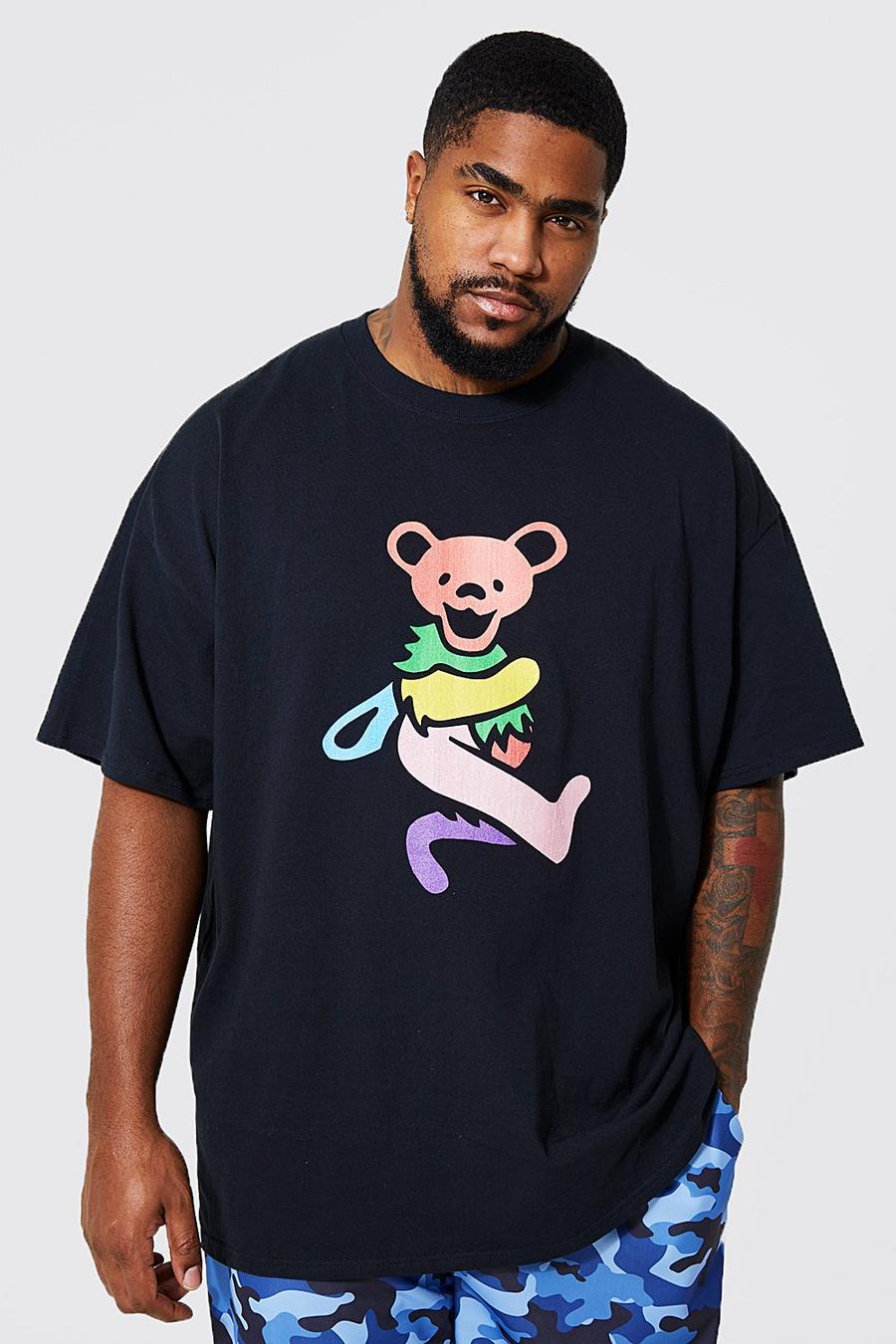 Black Plus Grateful Dead Bear License T-shirt image number 1