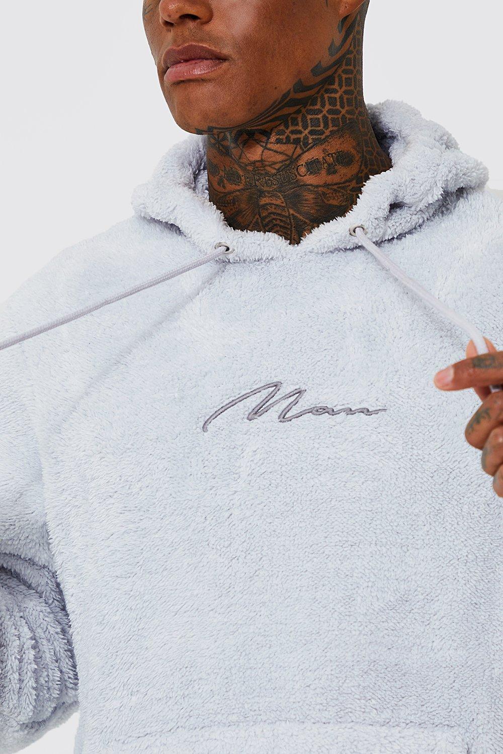 Man Signature Borg Over The Head Hoodie boohoo