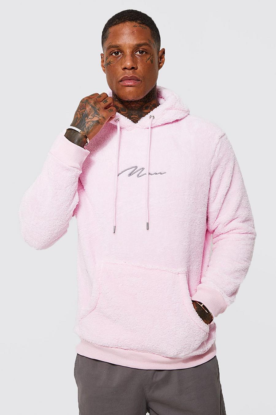 Pale pink Man Signature Borg Over The Head Hoodie image number 1