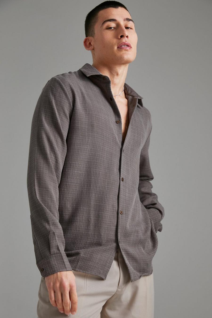 Taupe Long Sleeve Linen Shirt image number 1