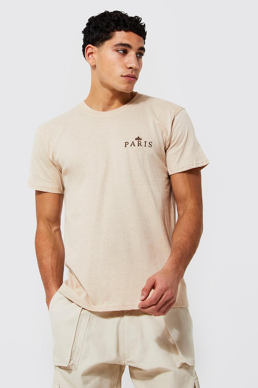 Sand beis Paris Embroidered T-shirt image number 1