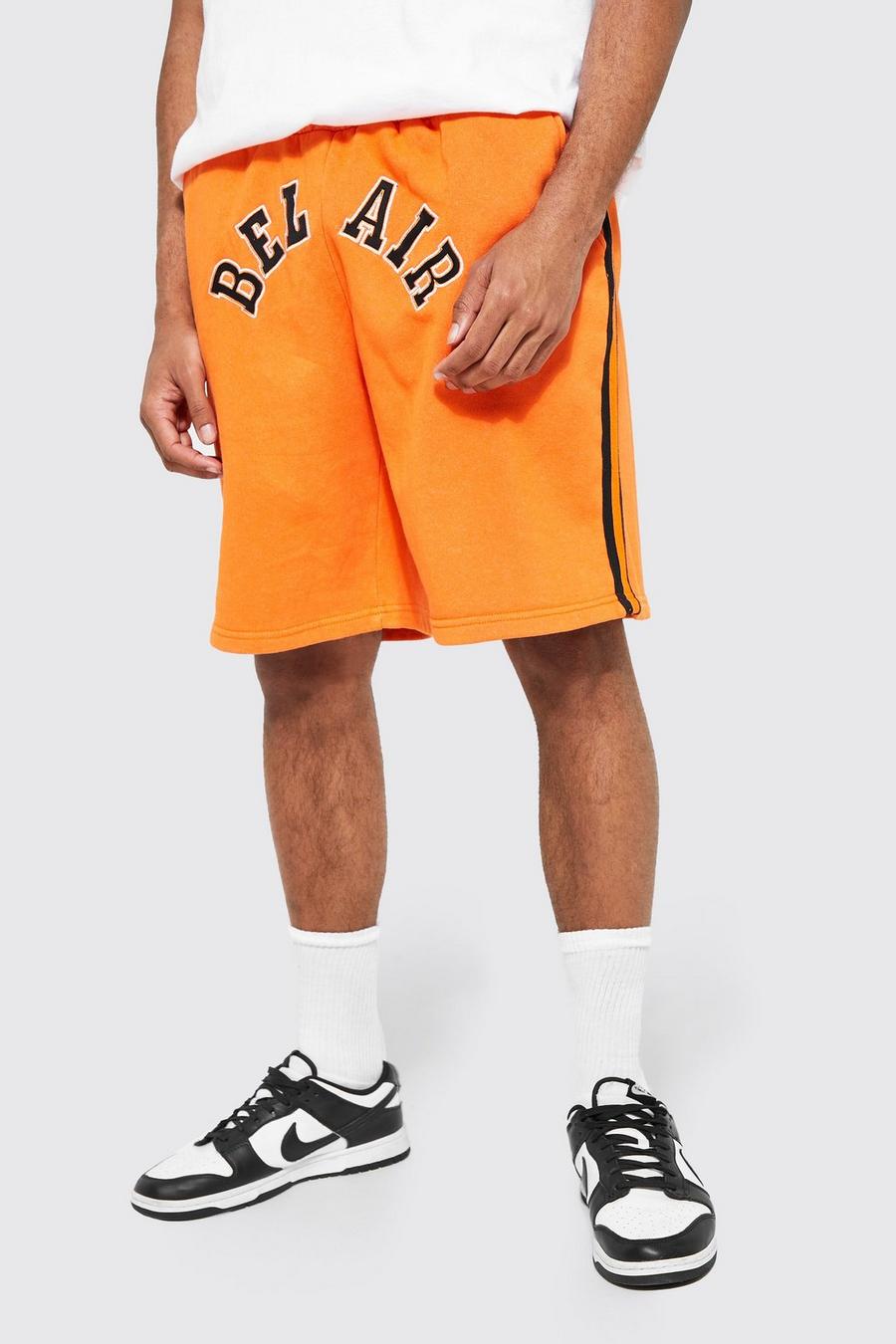 Orange Oversized Bel Air Varsity Tape Shorts