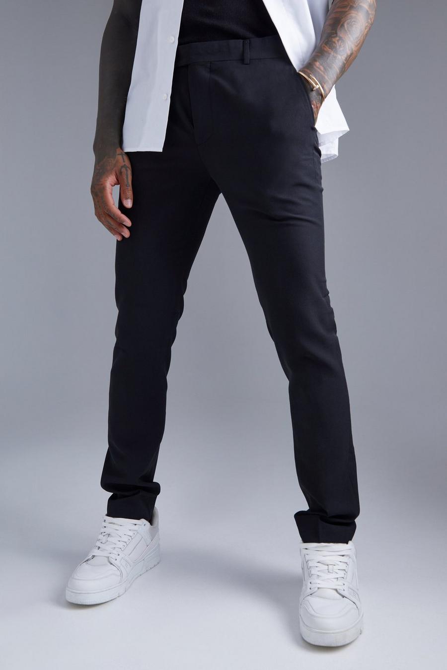 Black svart Skinny Smart Plain Trouser With Chain