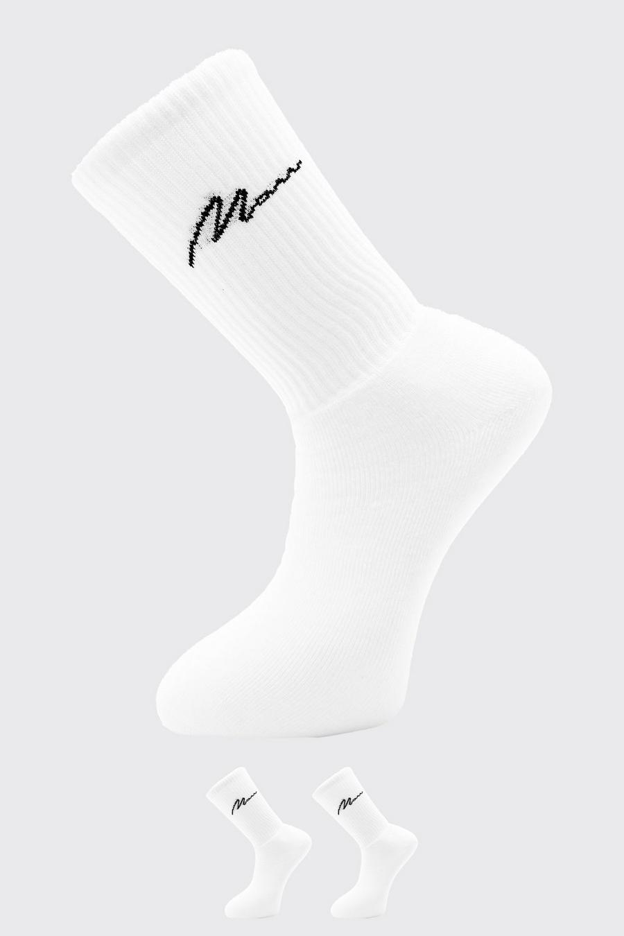Pack de 2 pares de calcetines deportivos con letras MAN, White blanco image number 1