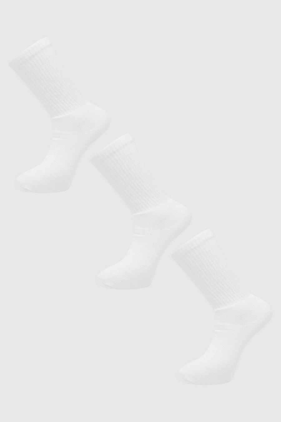 Calzini sportivi in tinta unita - set di 3 paia, White blanco