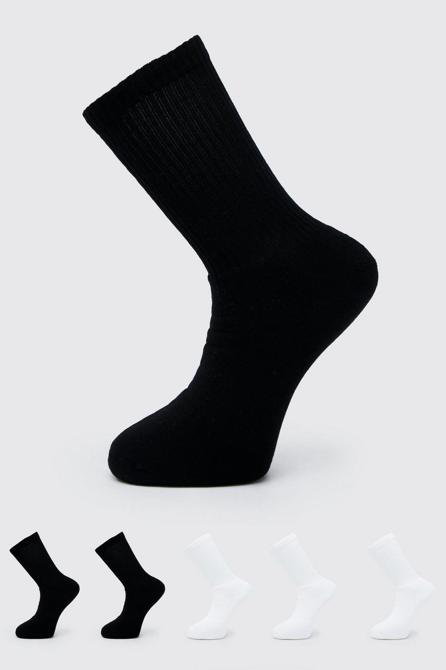 Multi 5 Pack Mix Plain Sport Socks image number 1