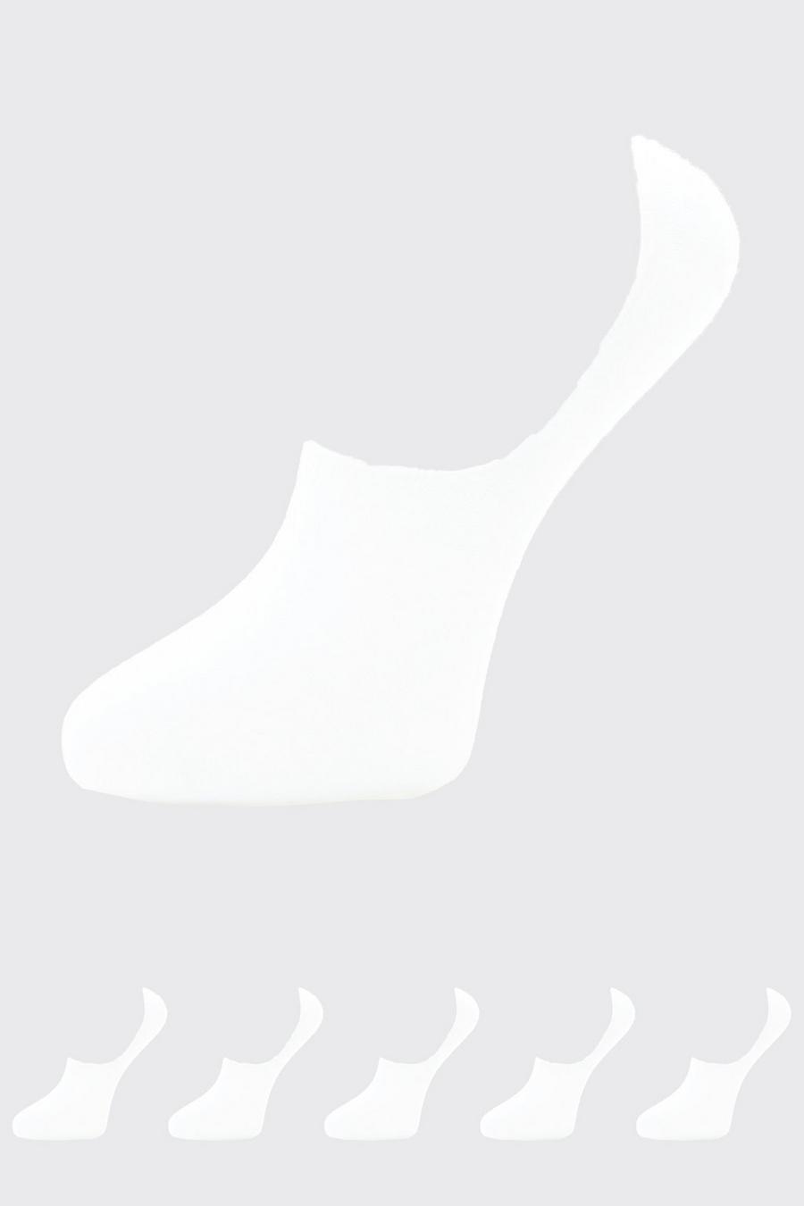 Lot de 5 paires de chaussettes invisibles, White blanc
