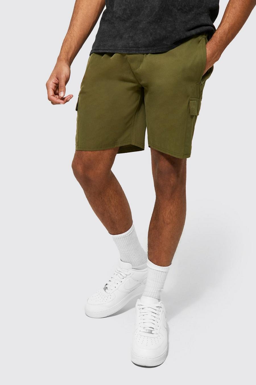 Sage Heavyweight Woven Cargo Shorts With Zips image number 1