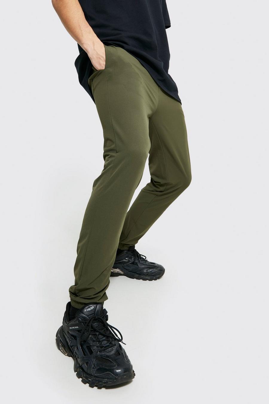 Pantaloni tecnici Slim Fit Stretch con vita fissa, Khaki image number 1