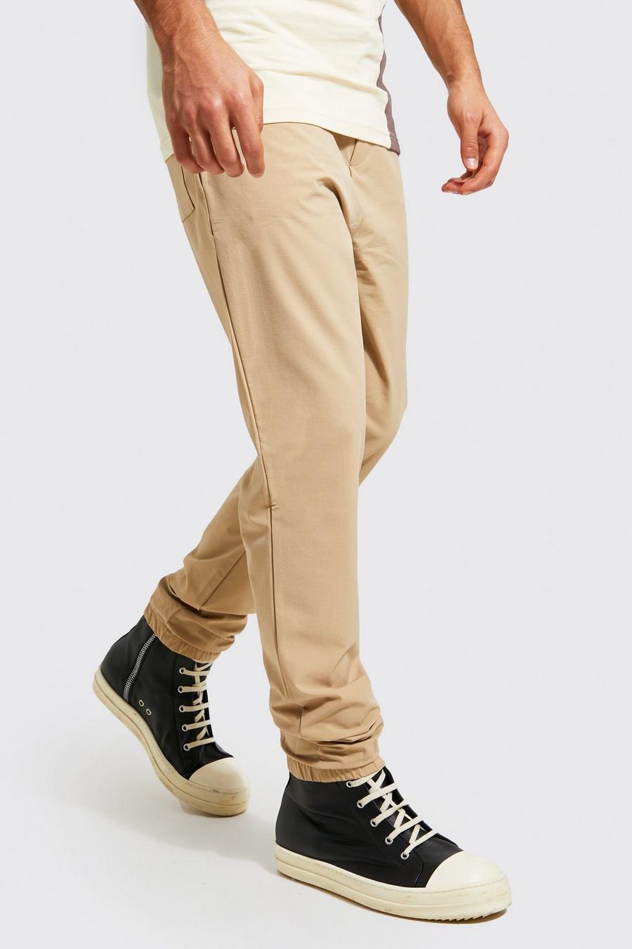 Stone beige Slim Fixed Waist Technical Stretch Trouser image number 1