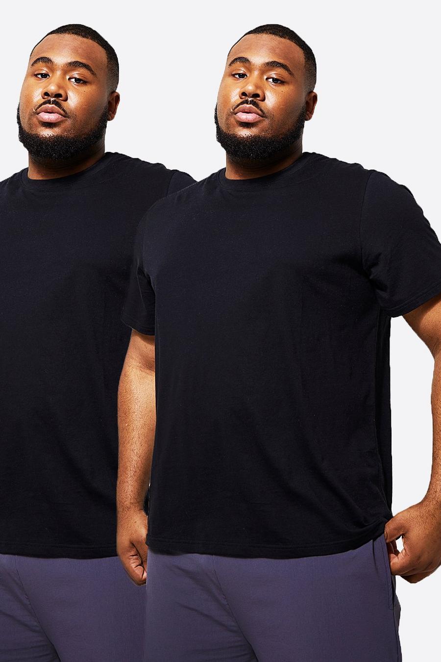 Grande taille - Lot de 2 t-shirts en coton REEL, Black noir image number 1