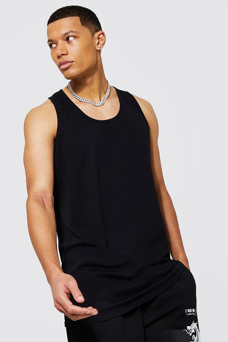 Black Tall Longline Basic Vest with REEL Cotton