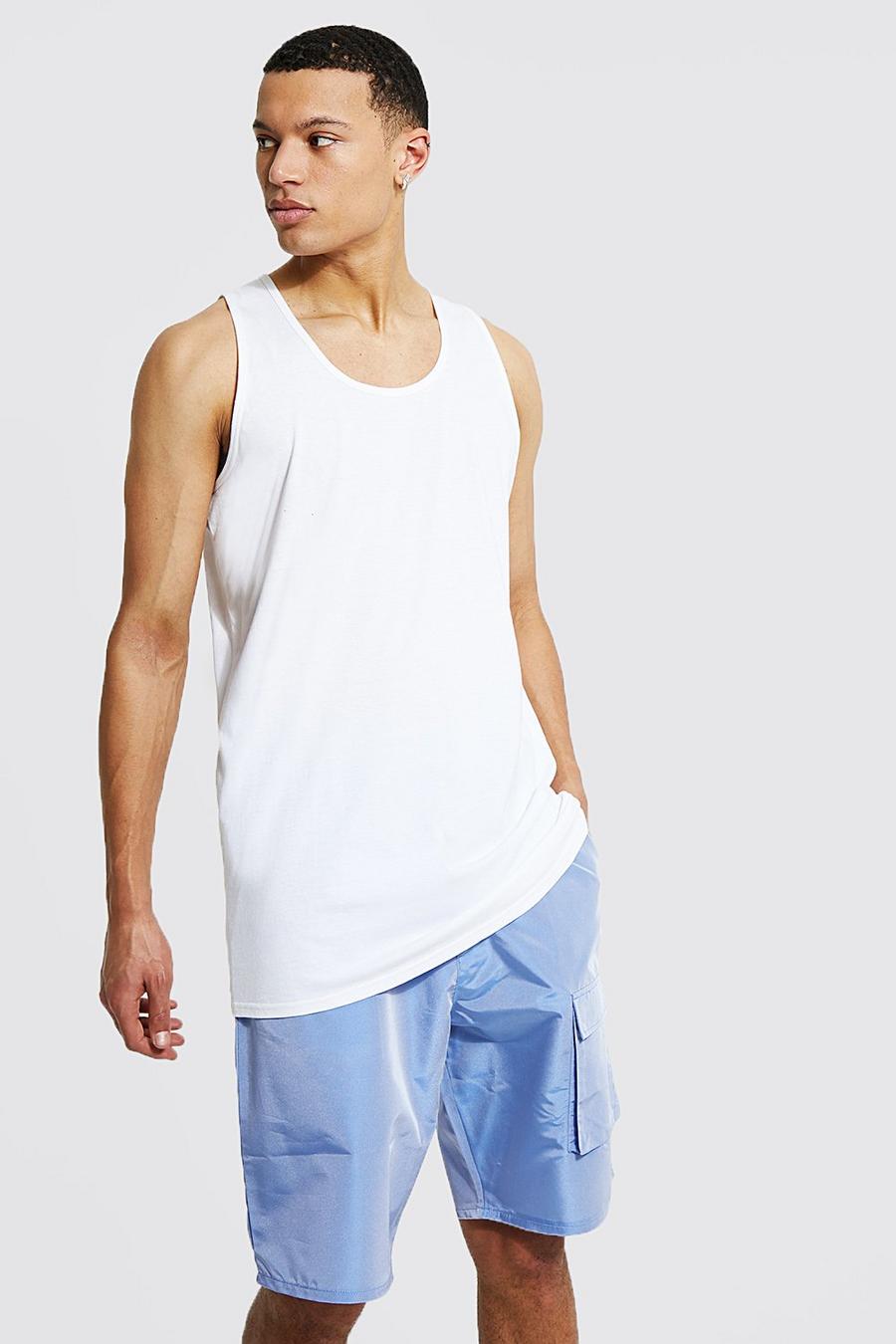 White Tall Longline Basic Vest with REEL Cotton