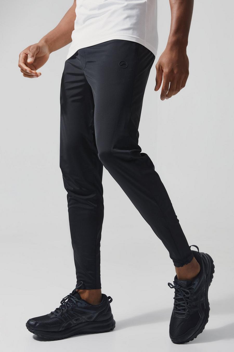 שחור מכנסי ריצה ספורטיביים מבד נמתח במיוחד Man image number 1