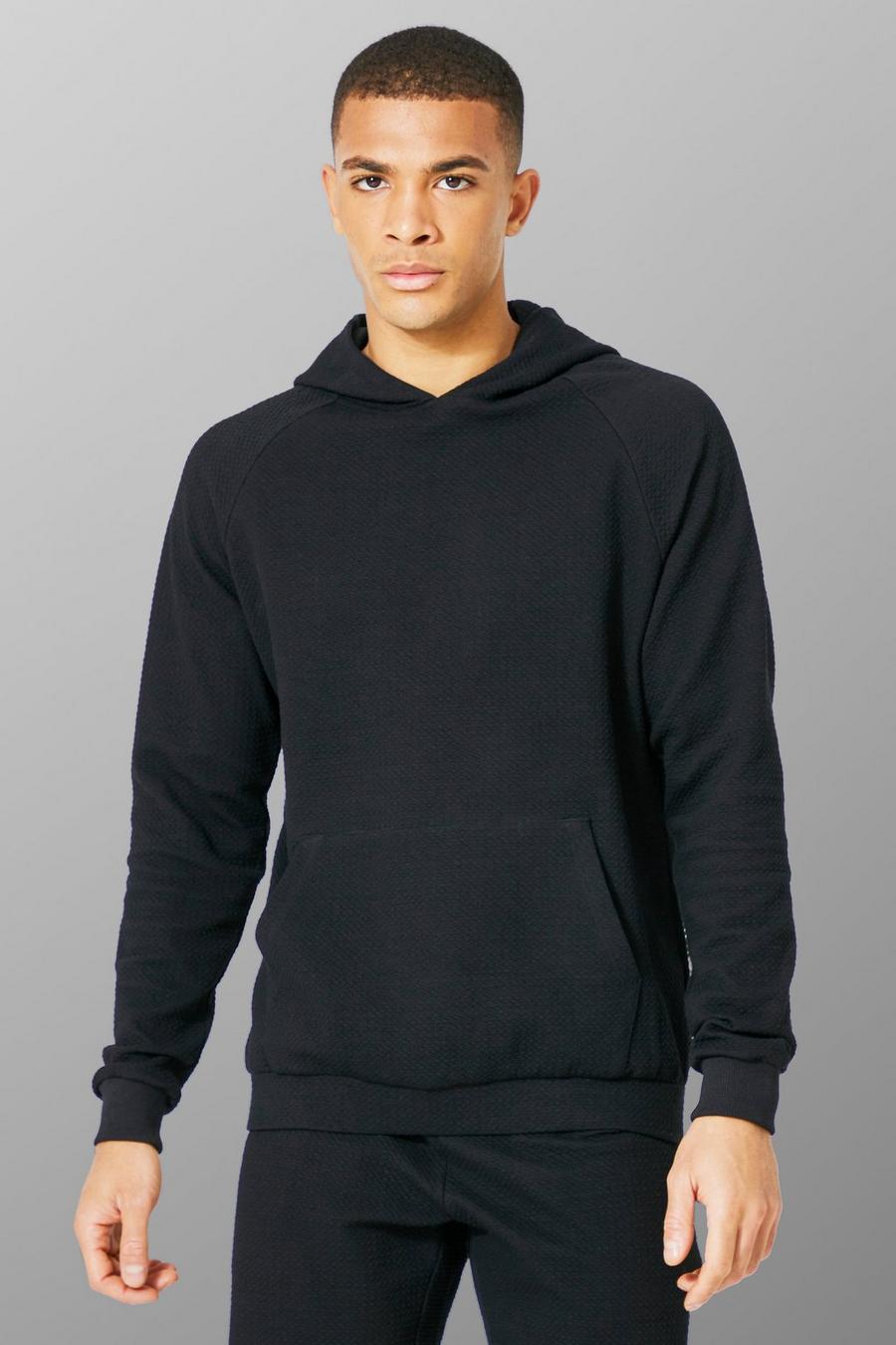 Black MAN Active Stickad hoodie med stretch image number 1