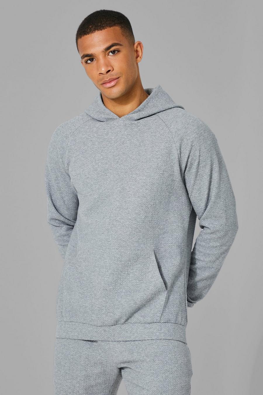 Man Active Tech Stretch Strick-Hoodie, Grey image number 1