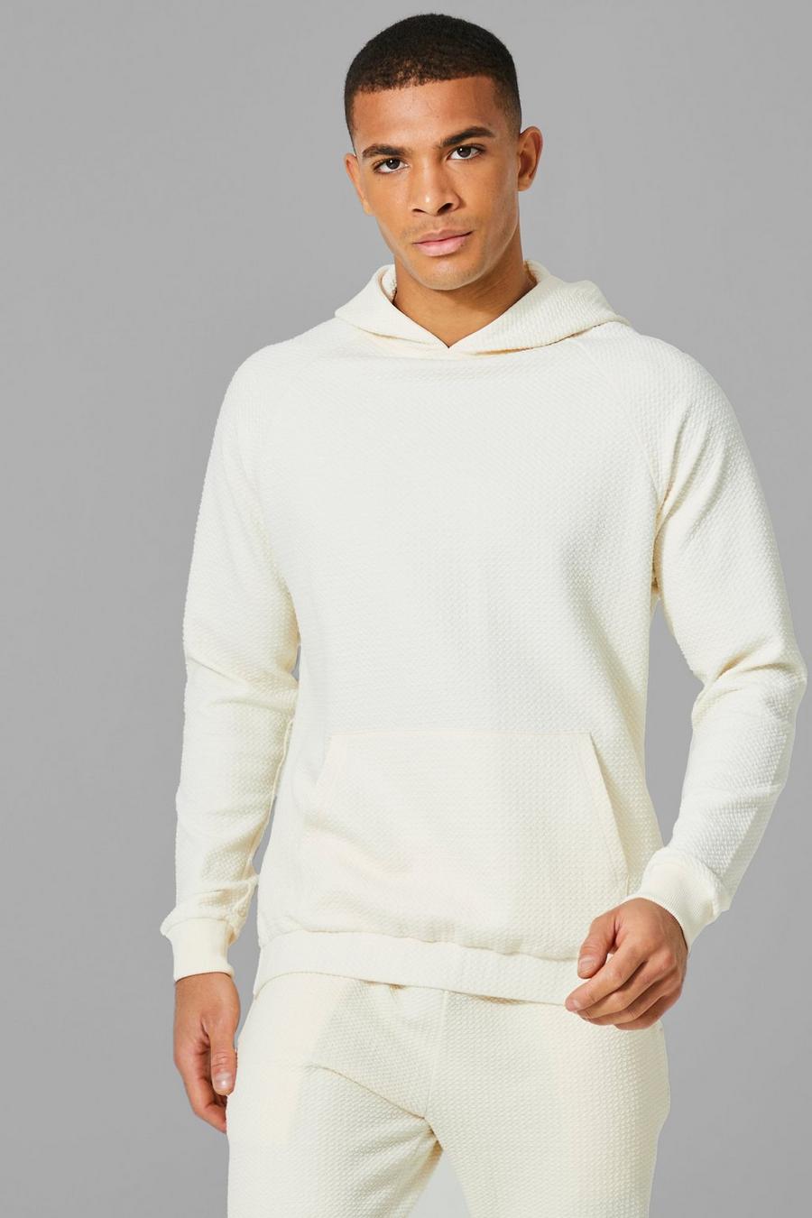 Ecru Man Active Tech Stretch Knit Hoodie image number 1