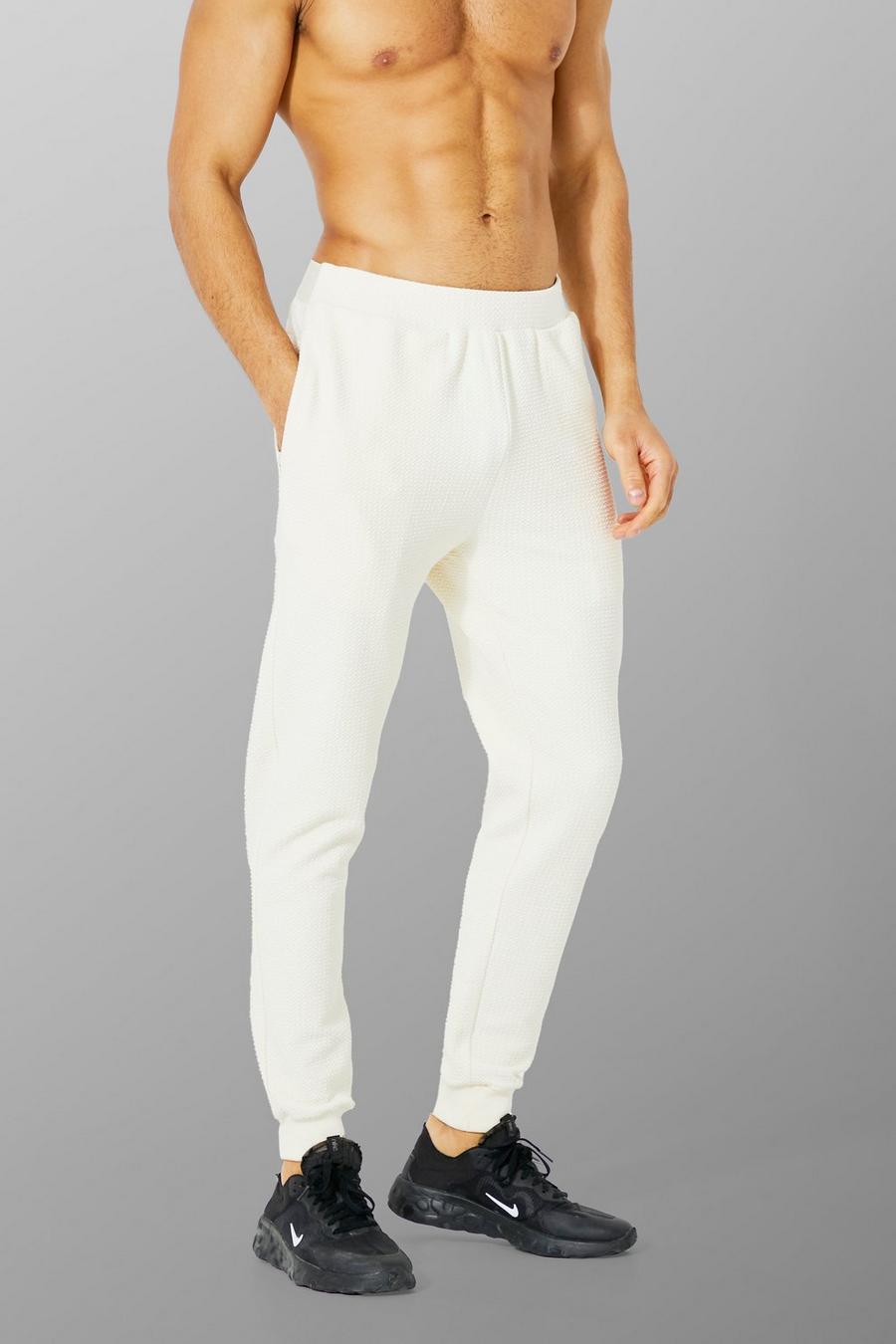 שמנת bianco מכנסי ריצה ספורטיביים מבד טכני סרוג נמתח Man image number 1