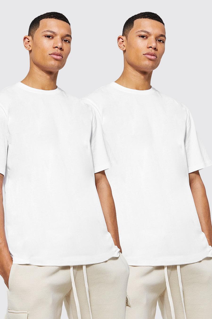 T-shirt Tall in cotone REEL - set di 2, White bianco