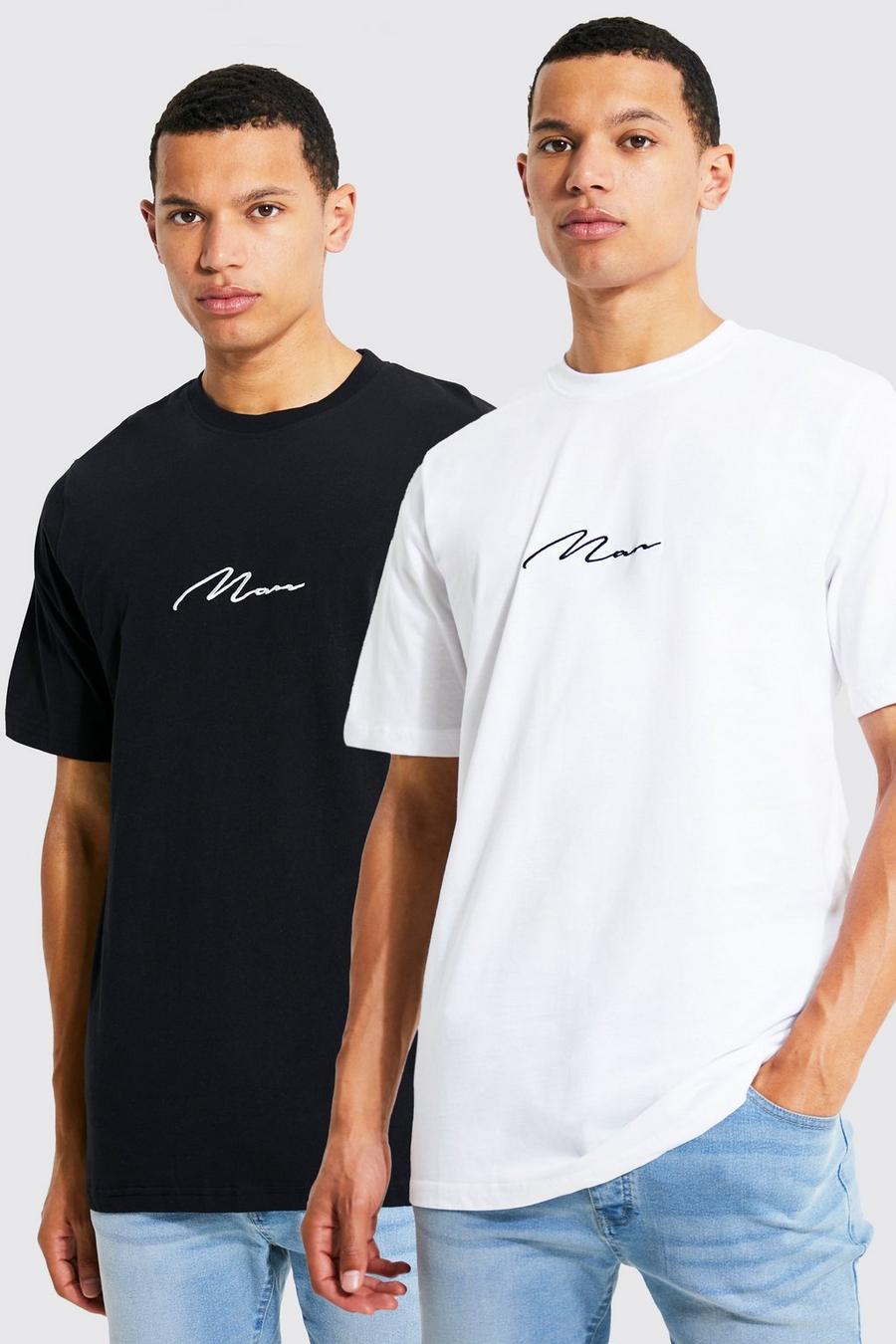 Multi Tall Man T-Shirts Met Reel Katoen (2 Stuks) image number 1