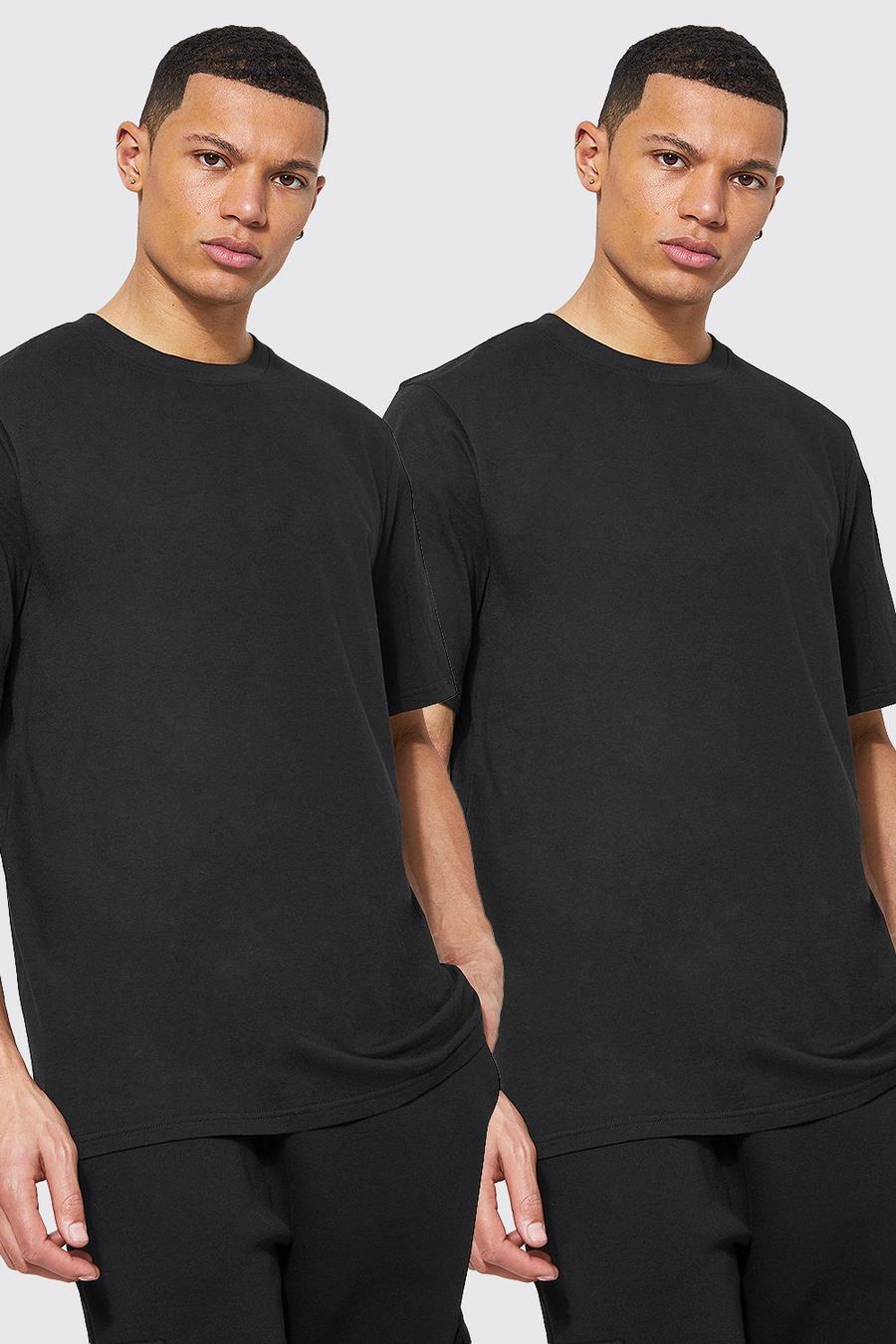 Black Tall Man T-Shirts Met Reel Katoen (2 Stuks) image number 1