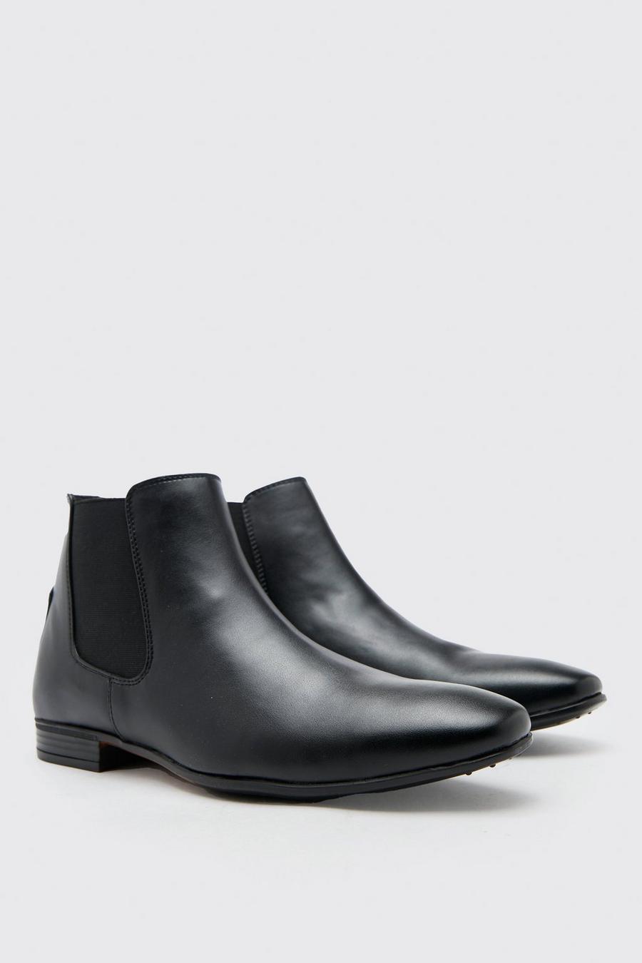 Black negro Faux Leather Chelsea Boot