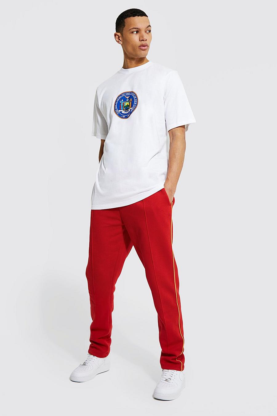 White Tall Varsity T-shirt And Jogger Tracksuit image number 1
