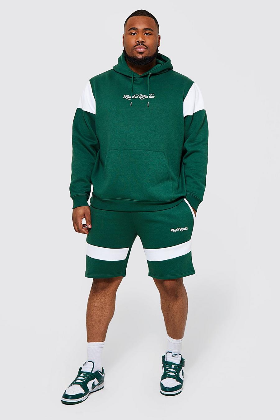 Forest green Plus Limited Edition Colour Block Short Tracksuit image number 1