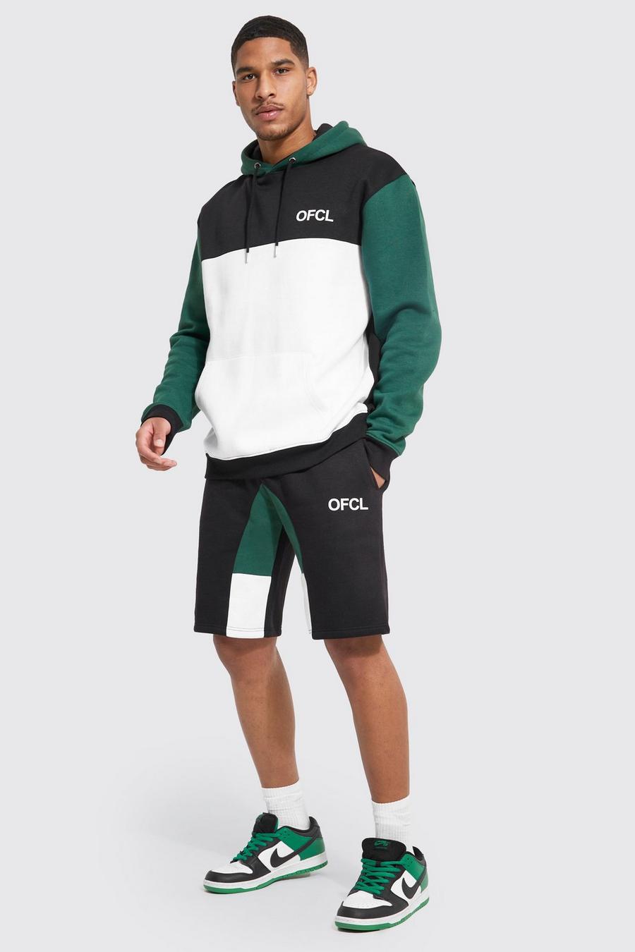 Green Tall Ofcl Colour Block Short Tracksuit image number 1