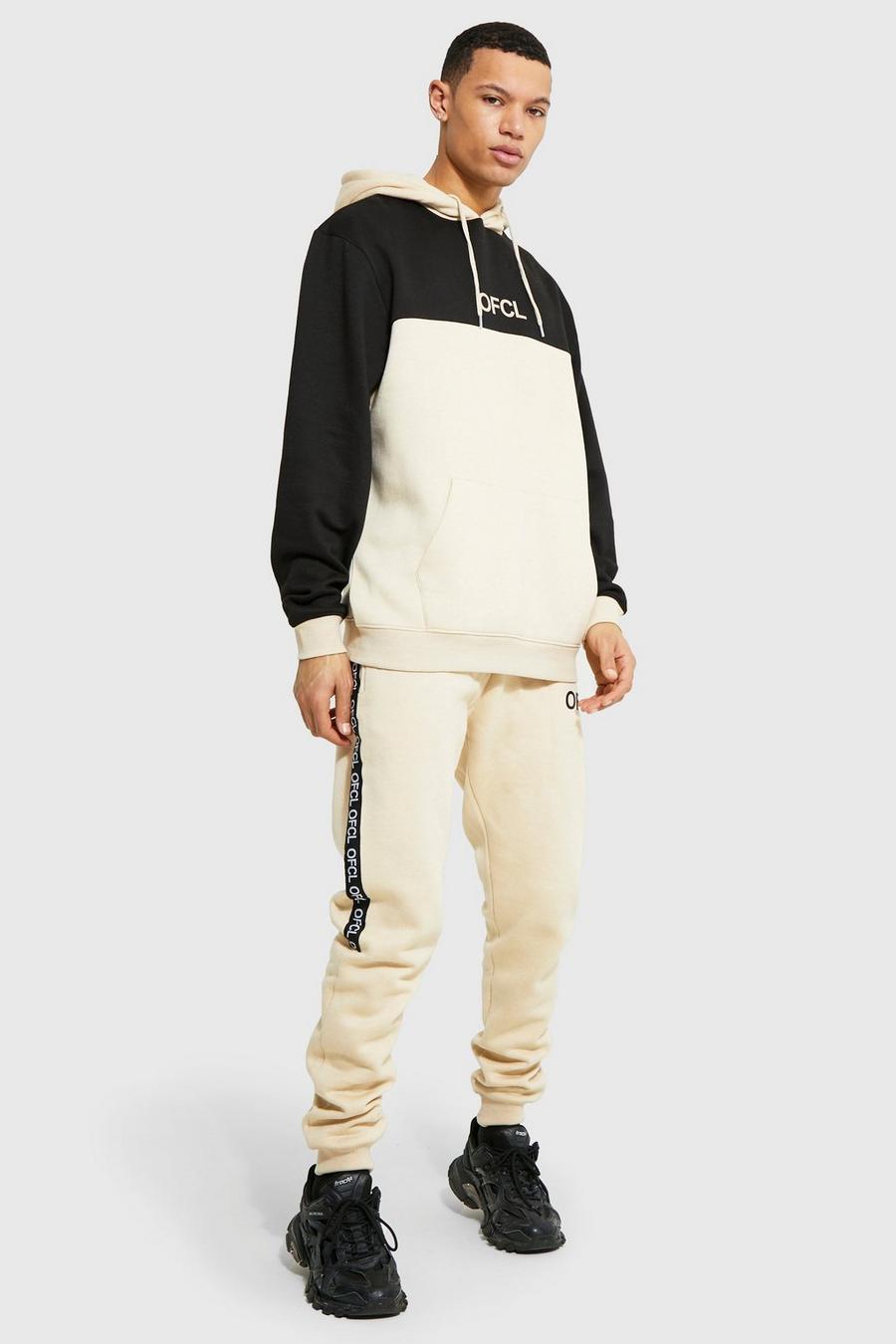 Stone beis Tall Offcl Tape Colour Block Tracksuit
