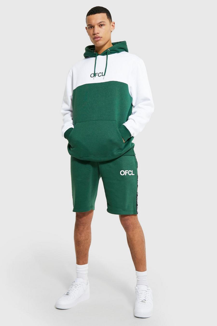 Chándal Tall de pantalón corto con colores en bloque y cinta Offcl, Green verde