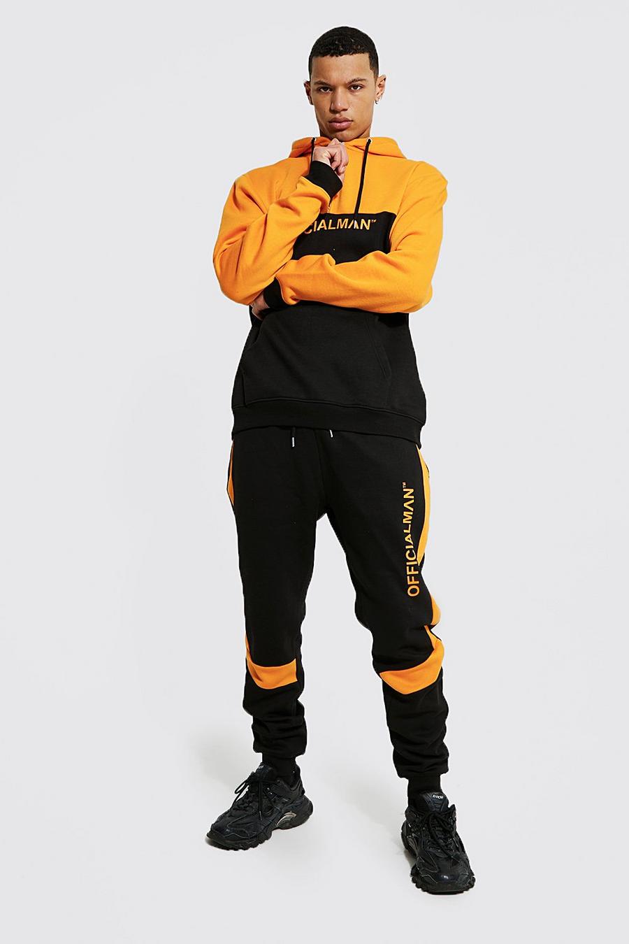 Black Tall 1/4 Zip Ofcl Man Colour Block Tracksuit image number 1