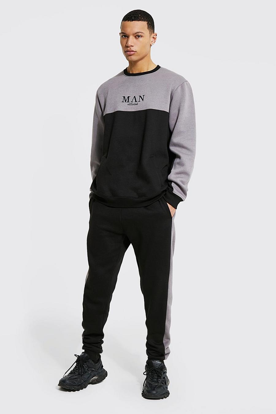 Tall - Ensemble de survêtement style color block - MAN, Black image number 1