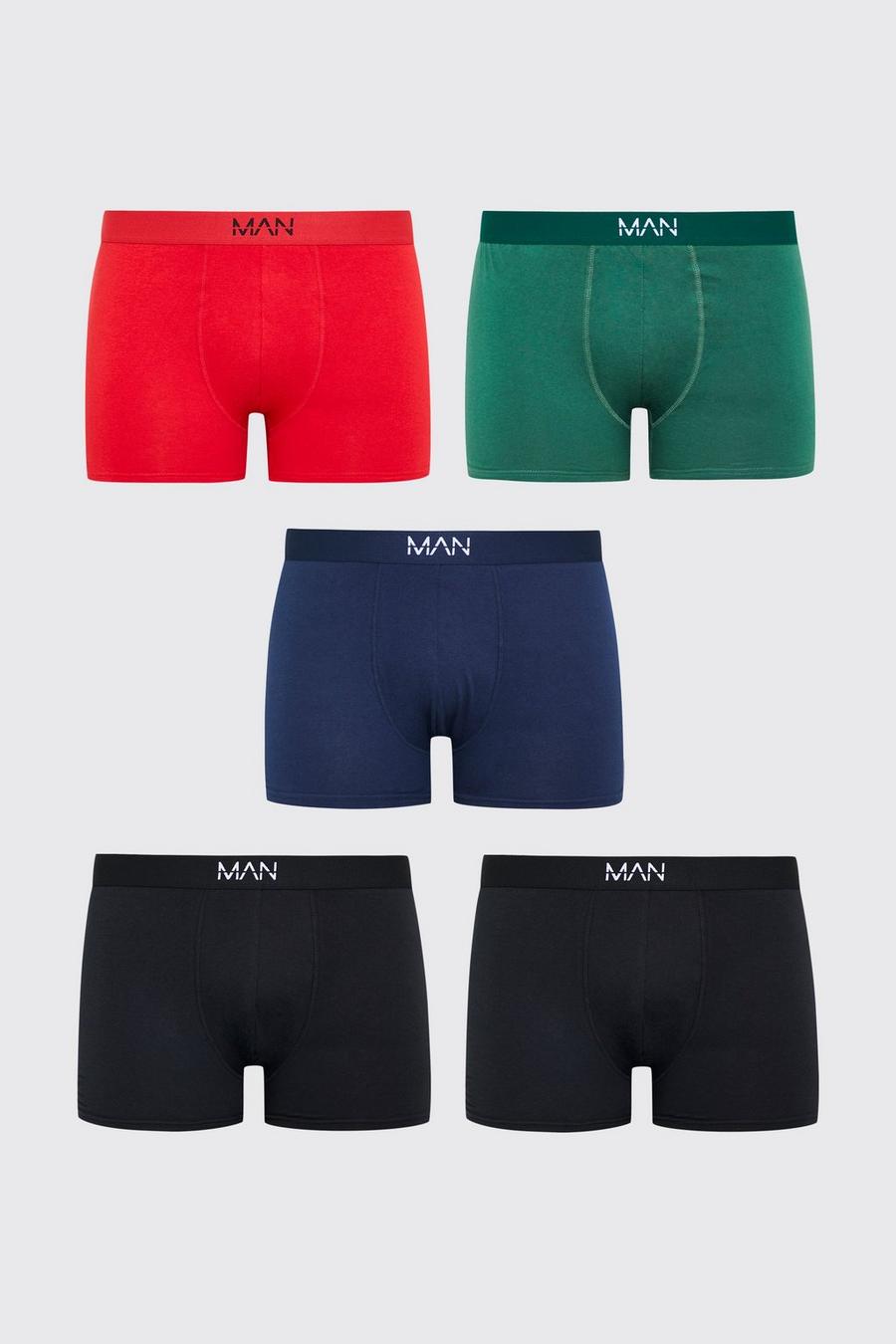 Boxer classici Plus Size Man Dash tono su tono con fascia in vita - set di 5 paia, Multi multicolor
