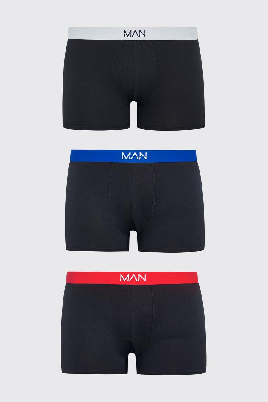 Black Plus Contrast Waistband 3 Pack Classic Boxer image number 1