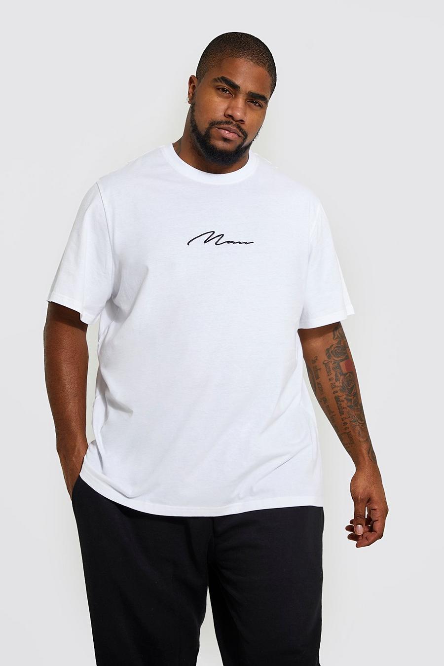 White Plus Man Script T-shirt with REEL Cotton image number 1