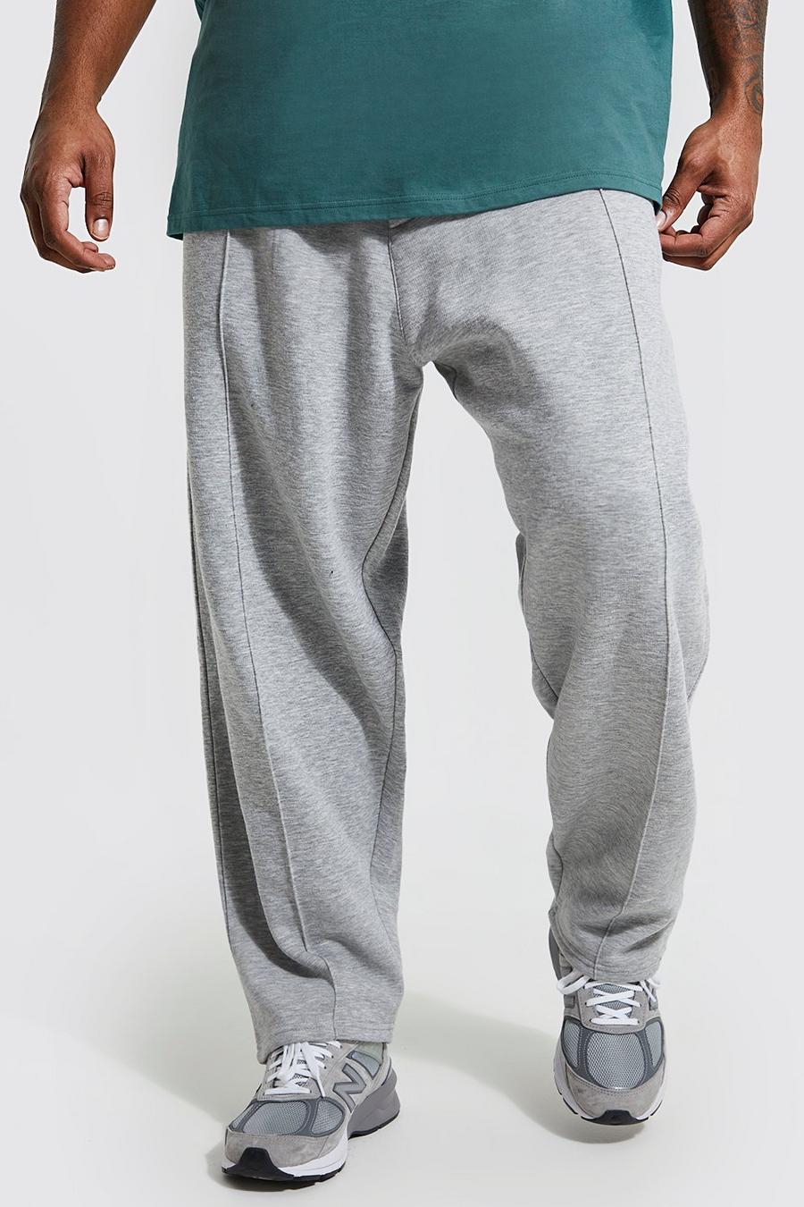 Grey marl מכנסי ריצה קרופ עם קפל, מידות גדולות image number 1